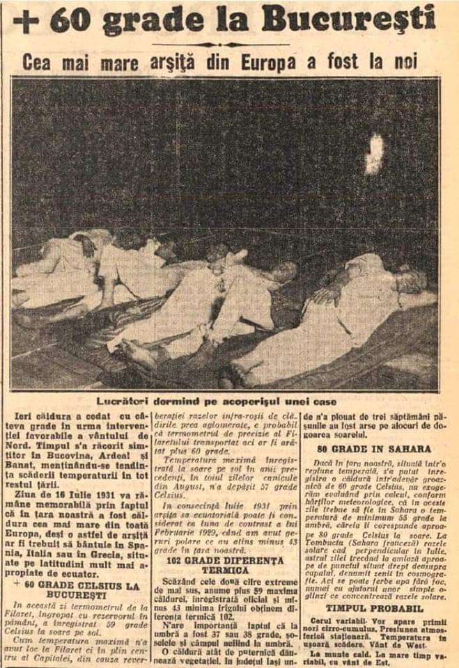 Chiar au fost 60 de grade în vara anului 1931 la București?